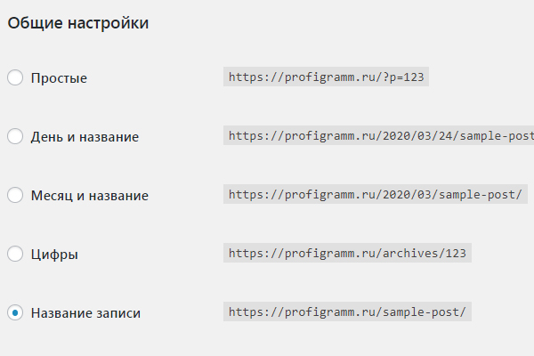 Структура ссылок в WordPress
